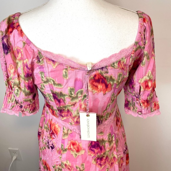 LoveShackFancy Floral Lace Mariata Maxi Dress In Wild Pink Rose Size 6 New - Picture 12 of 16